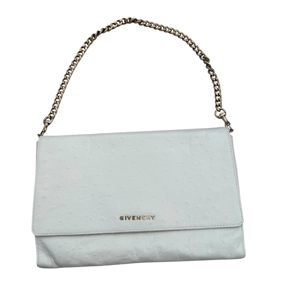 Givenchy White Ostrich Leather Shoulder Bag clutch Gold hardware - Picture 5 of 16